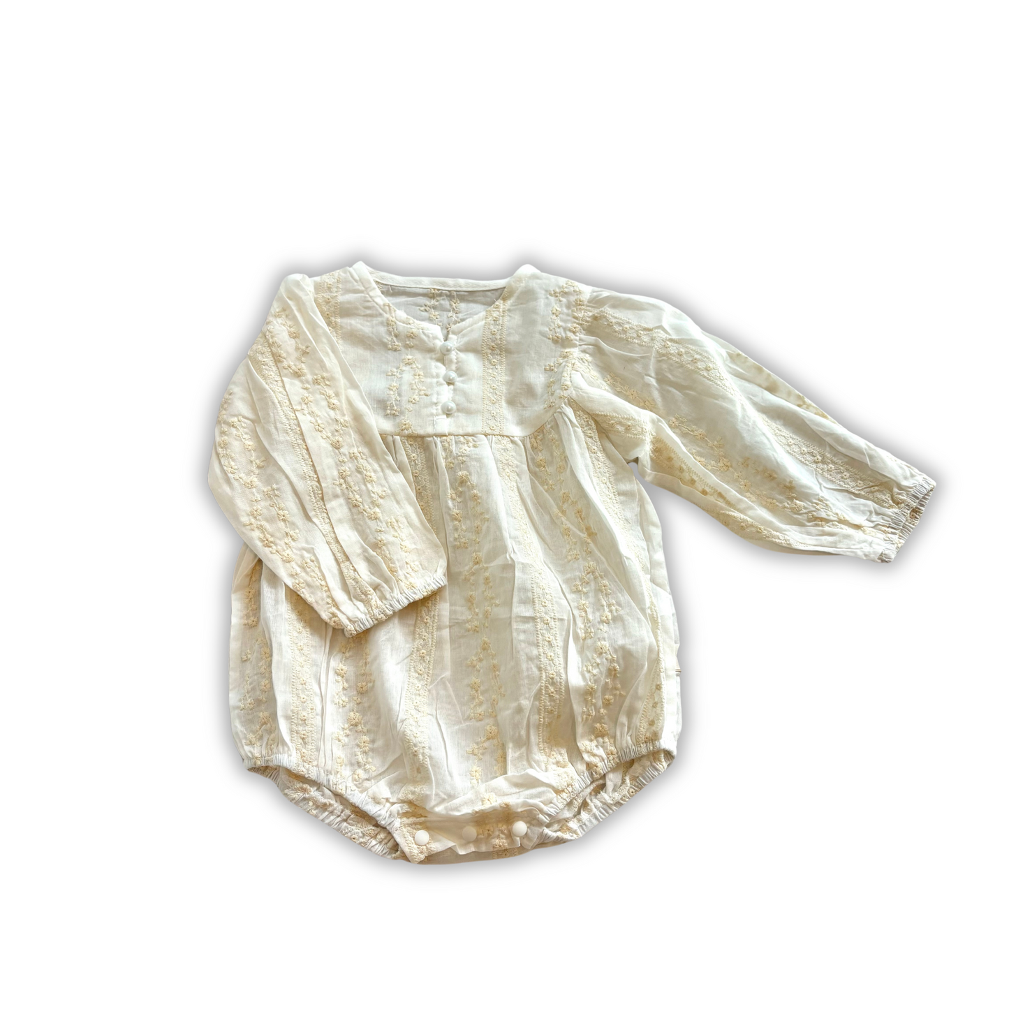 Cream embroidered romper