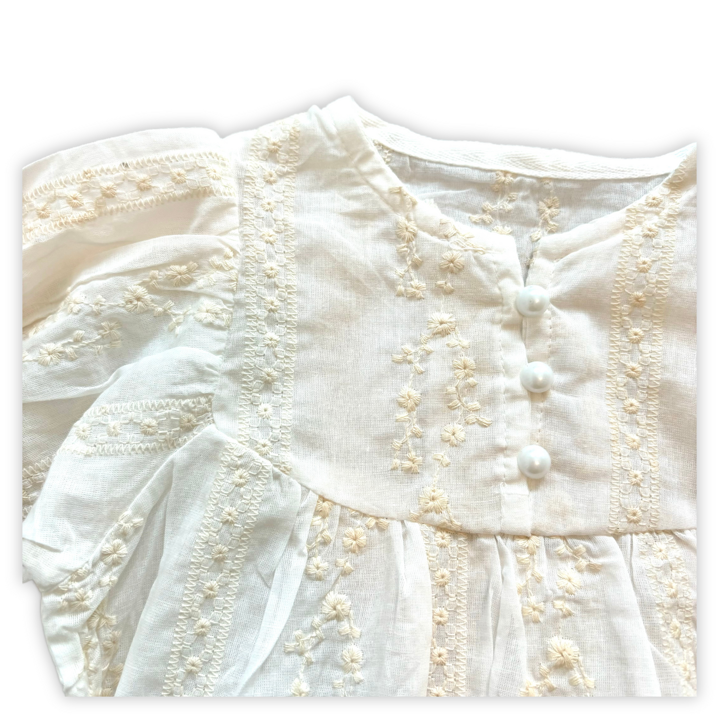 Cream embroidered romper