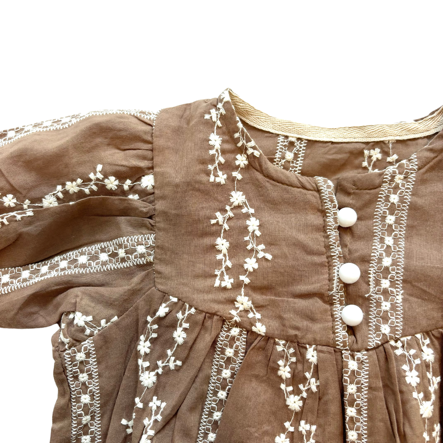 Brown embroidered romper