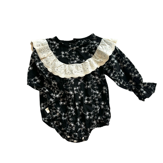 Black and white frill romper